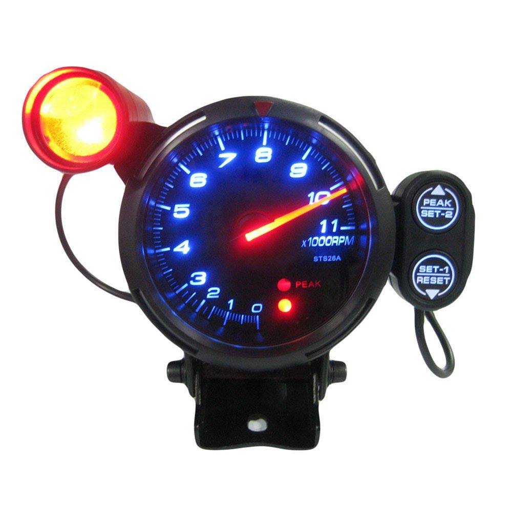 3.5" Tachometer Gauge Kit Blue LED 11000 RPM Meter T4944