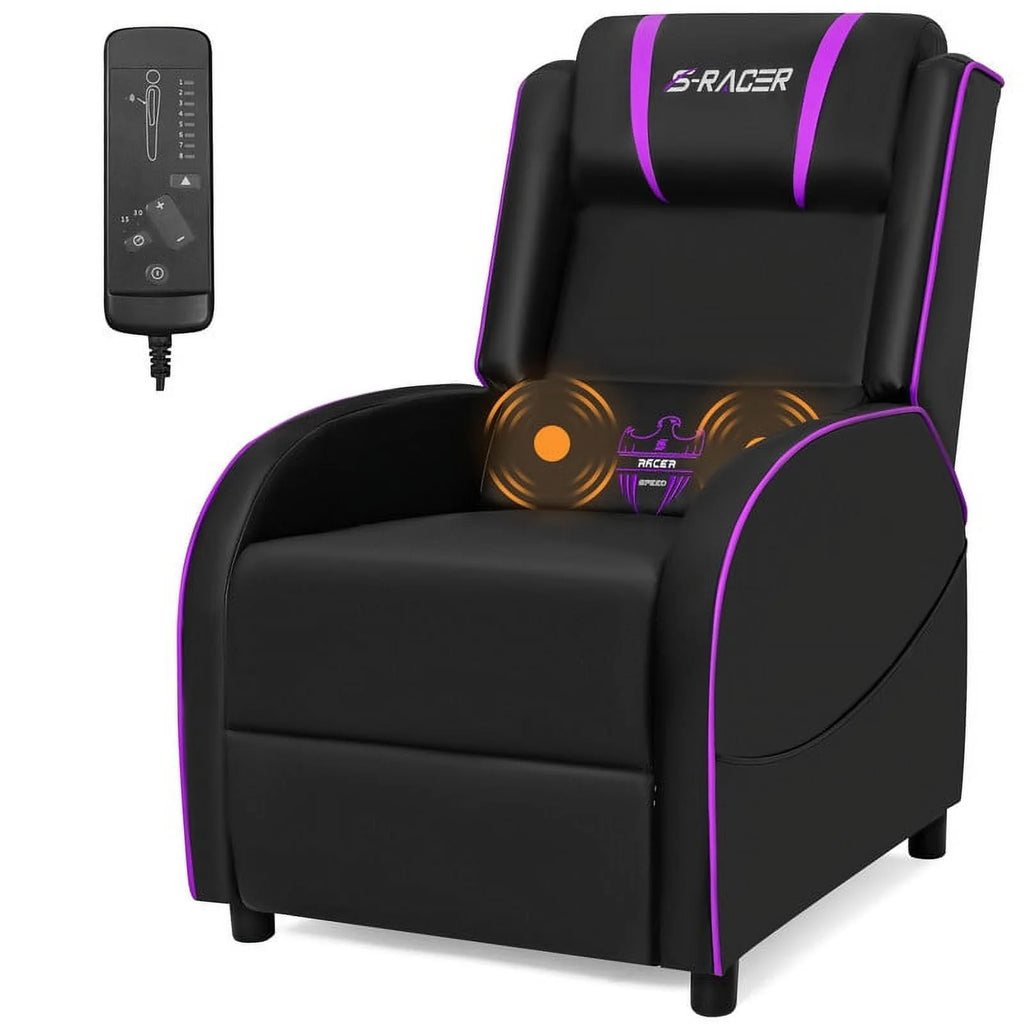 Purple PU Leather Massage Gaming Recliner Chair M37011