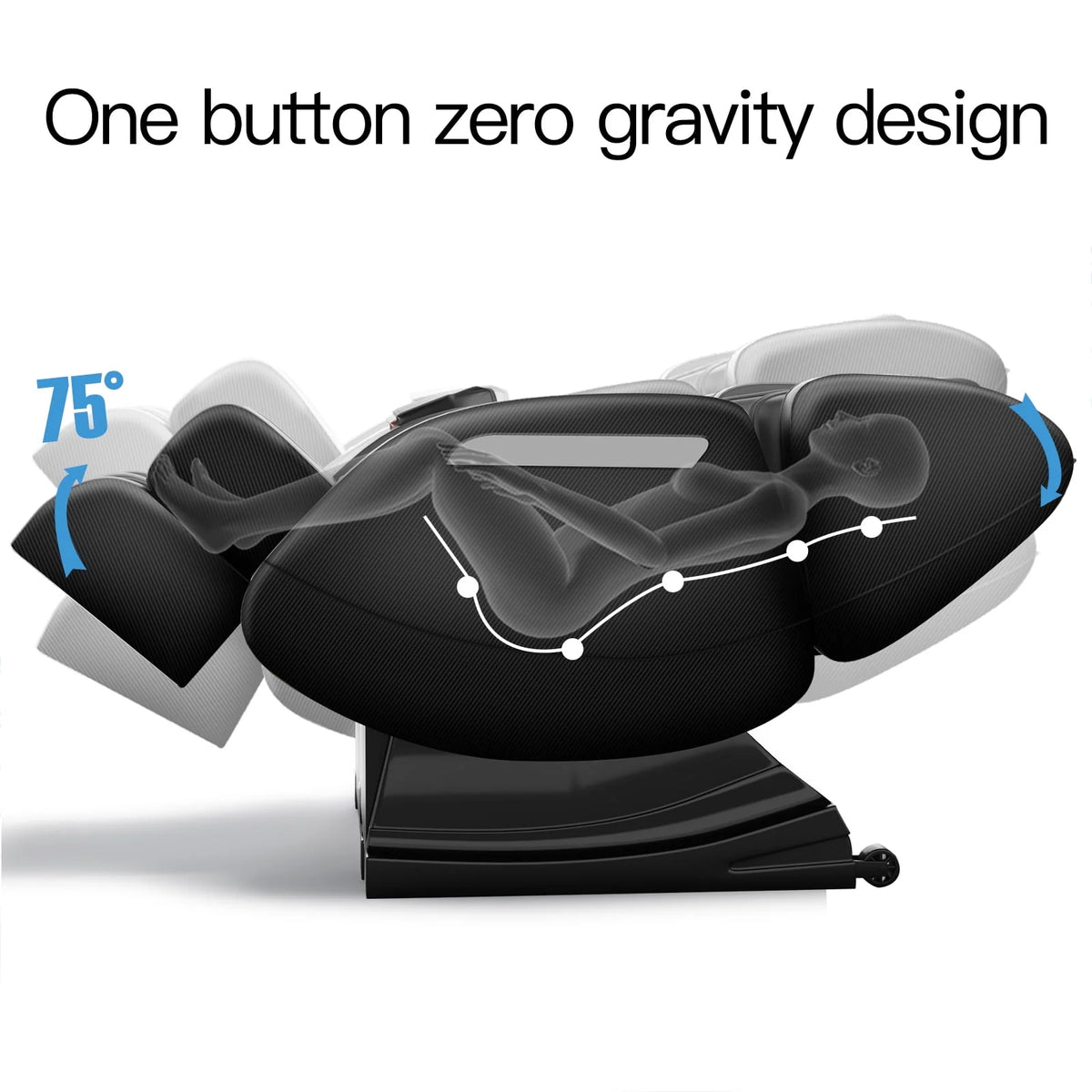 Black Full Body Zero Gravity Massage Chair with Heat and Foot Roller N425612