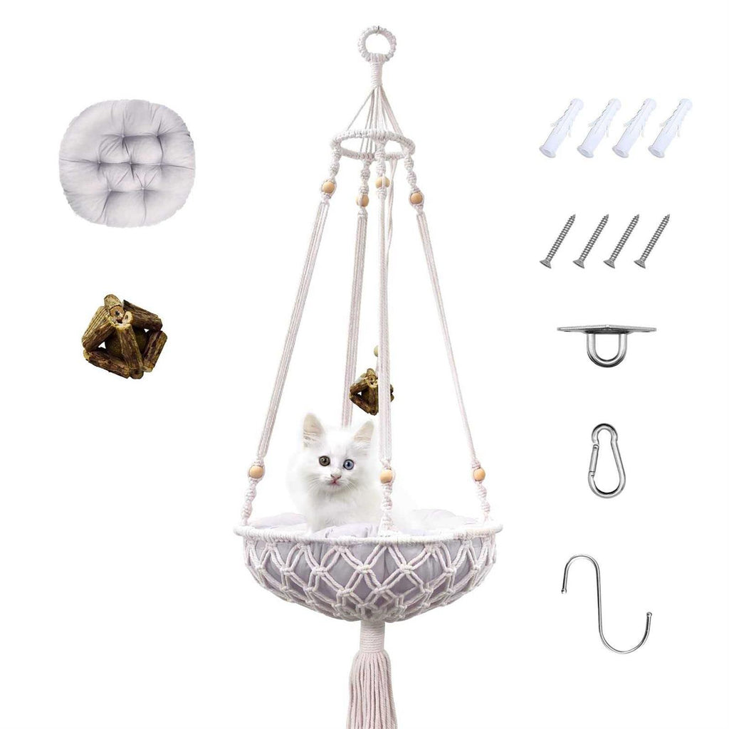 Handwoven Macrame Cat Swing with Hanging Kit X694216