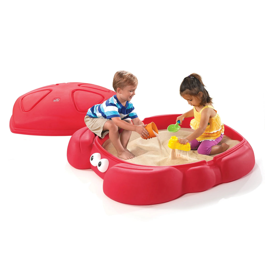 Red Plastic Outdoor Sandbox with Cover H273