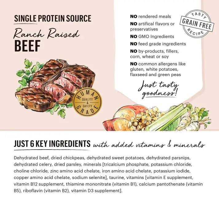 Dehydrated Grain Free Beef Dog Food T956