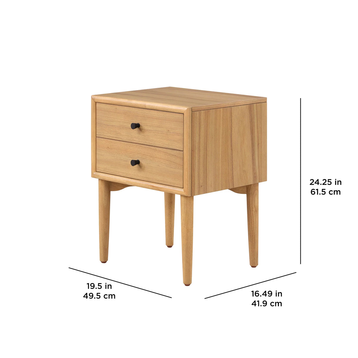 Natural Oak Nightstand with Solid Wood Frame M9550