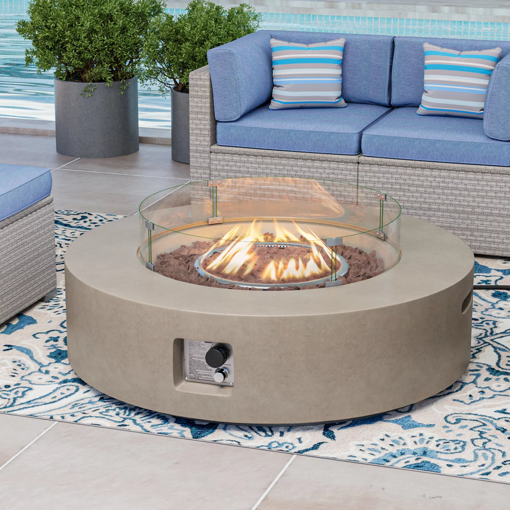 40.5 inch Round Grey Propane Fire Pit Table S47942