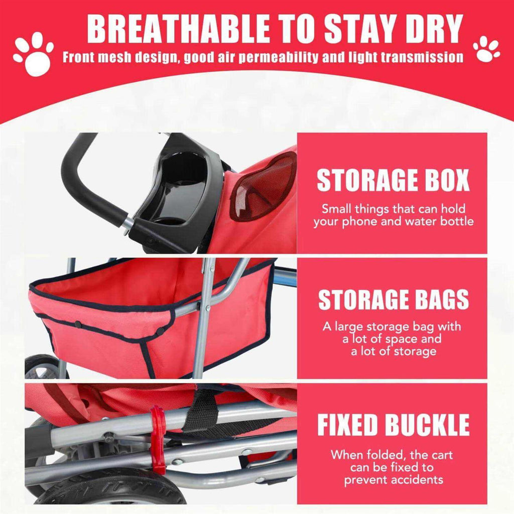 Foldable 4 Wheel Pet Stroller with Storage Basket P45051