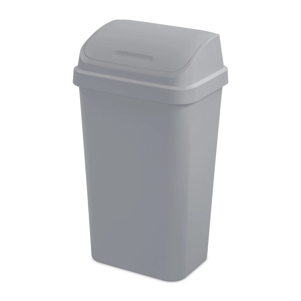 13 Gallon Black Plastic Swing Top Trash Can L2416