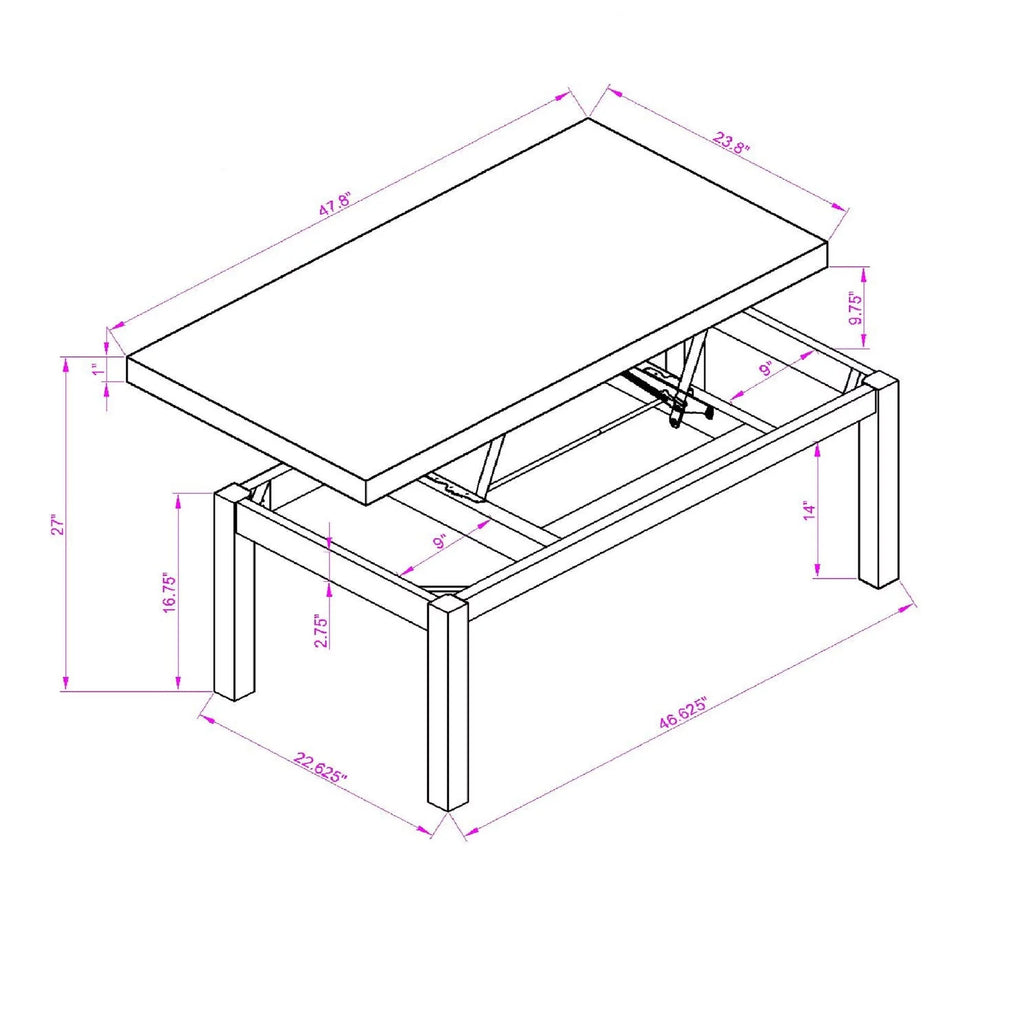 Lift Top Coffee Table with Hidden Storage Black B4636
