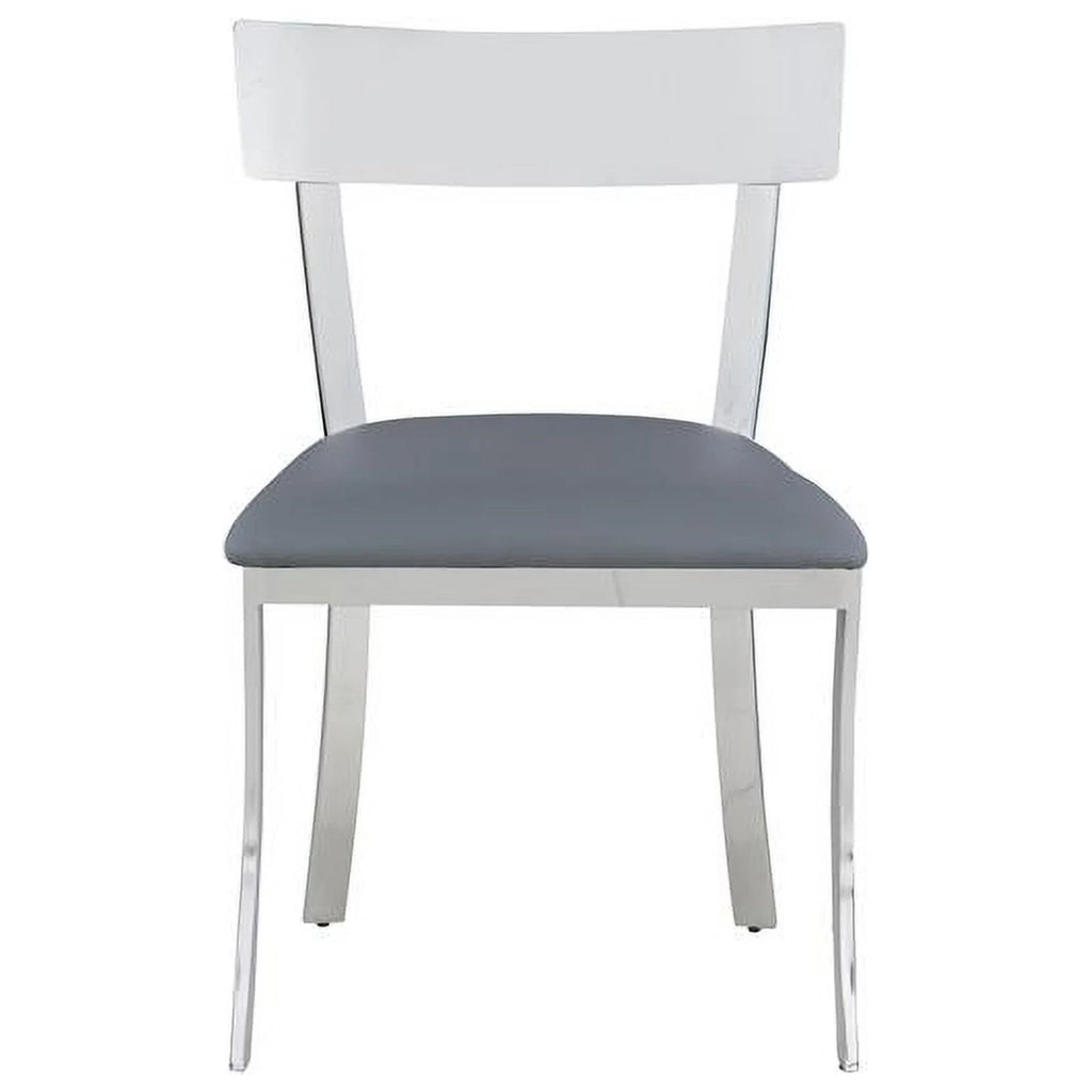 Gray Faux Leather Curved-Back Side Chair Set of 2 Y30739