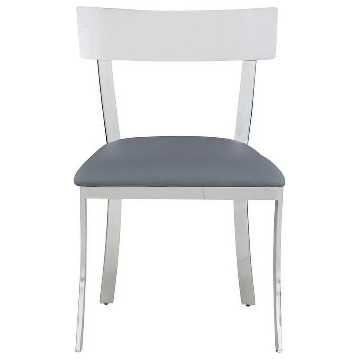Gray Faux Leather Curved-Back Side Chair Set of 2 Y30739