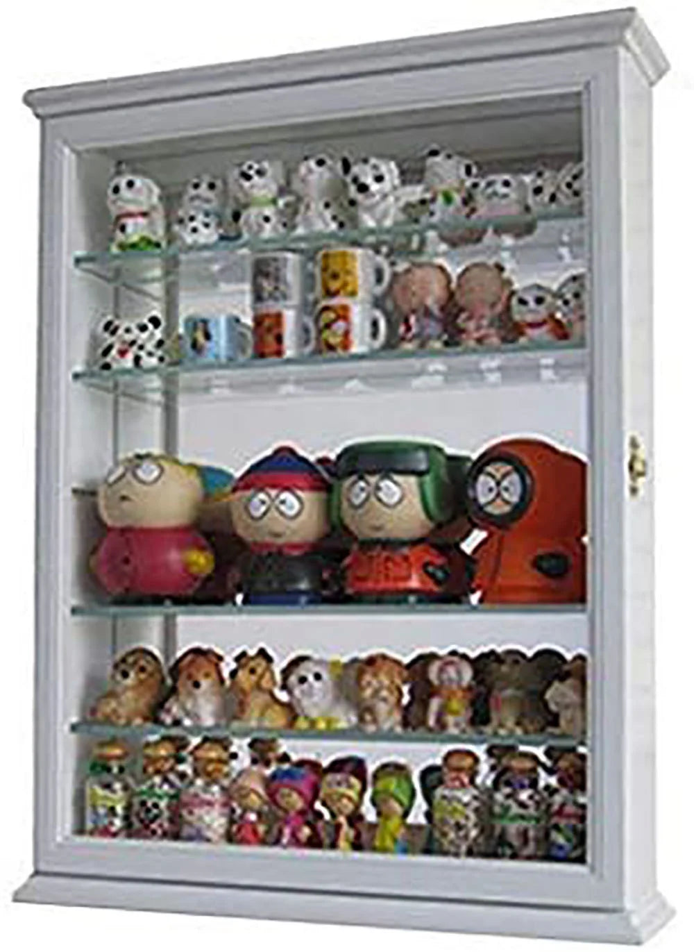Small Wall Curio Cabinet Shadow Box Display Case Mirrored Back White I96110