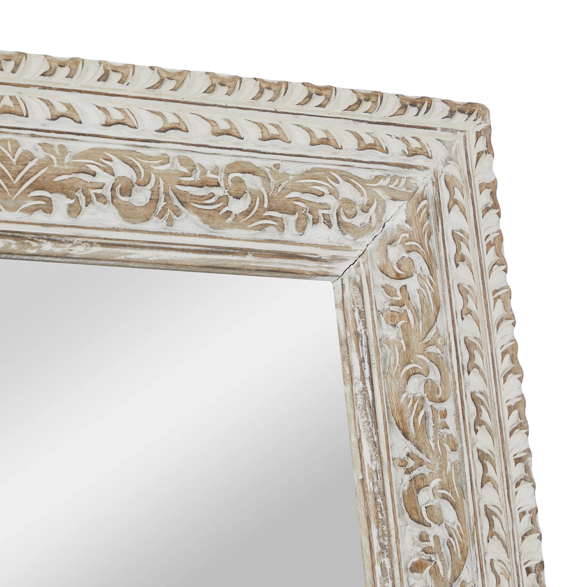 White Carved Floral Wall Mirror C25152