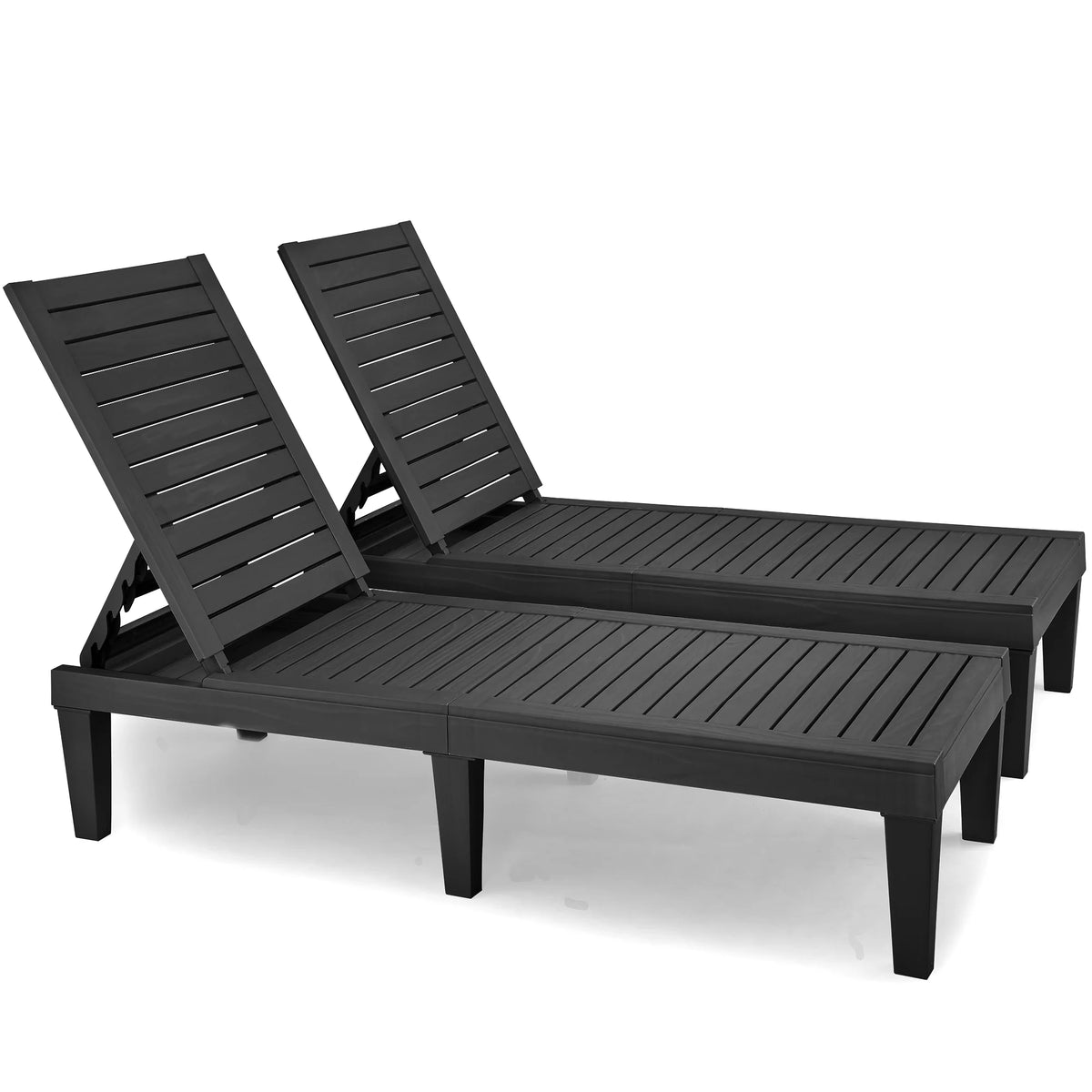 2 Pcs Adjustable Taupe Outdoor Lounge Chairs K547
