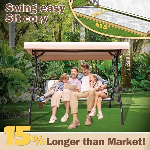 3 Person Patio Swing with Adjustable Canopy O8451
