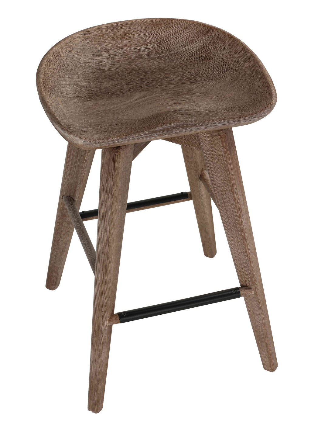 24" Gray Whitewash Solid Wood Swivel Counterstool X321672
