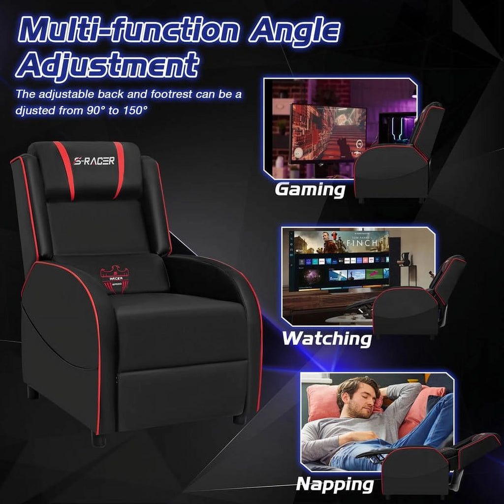 Purple PU Leather Massage Gaming Recliner Chair M37011