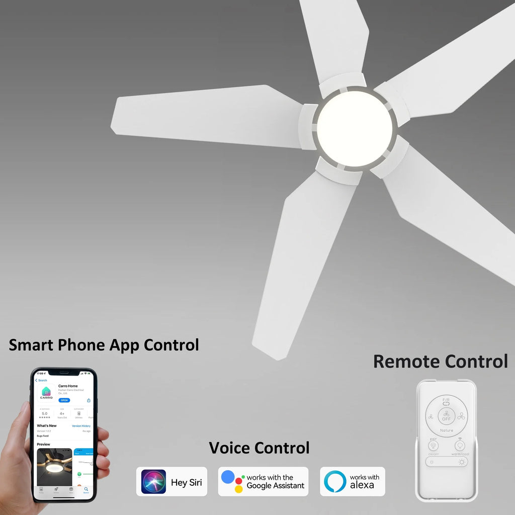 52-inch Indoor/Outdoor Smart Ceiling Fan with LED Light Kit & Remote B7387