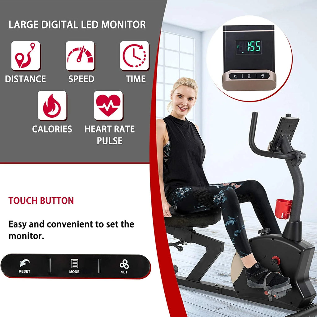 Recumbent Exercise Bike 400 lbs. Weight Capacity Magnetic Resistance L881021