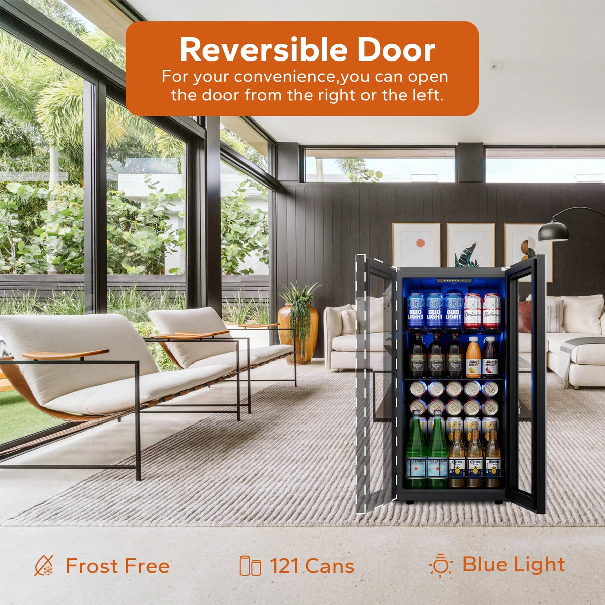 Freestanding Beverage Refrigerator Cooler, 242 Can Mini Fridge with Glass Door, 2 Pack B496