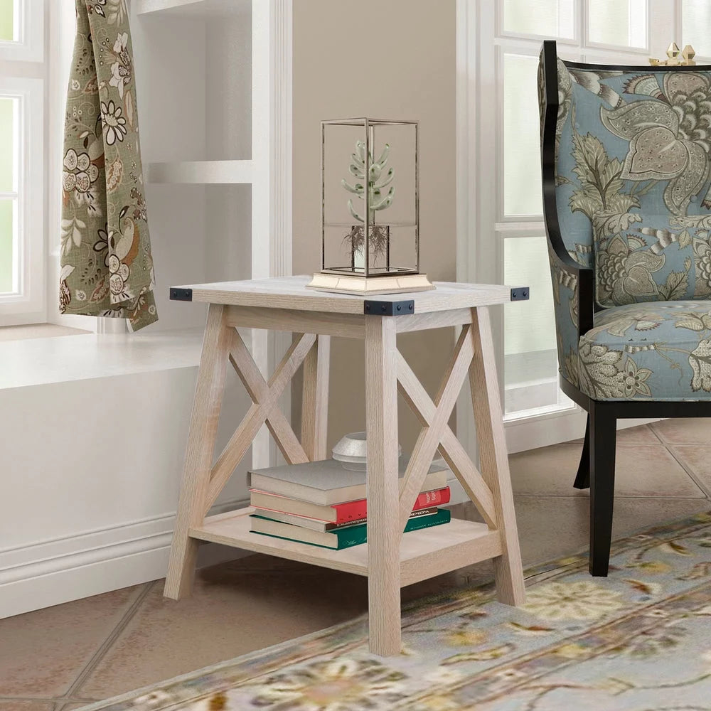 White Oak 2-Tier Wood End Table G8379