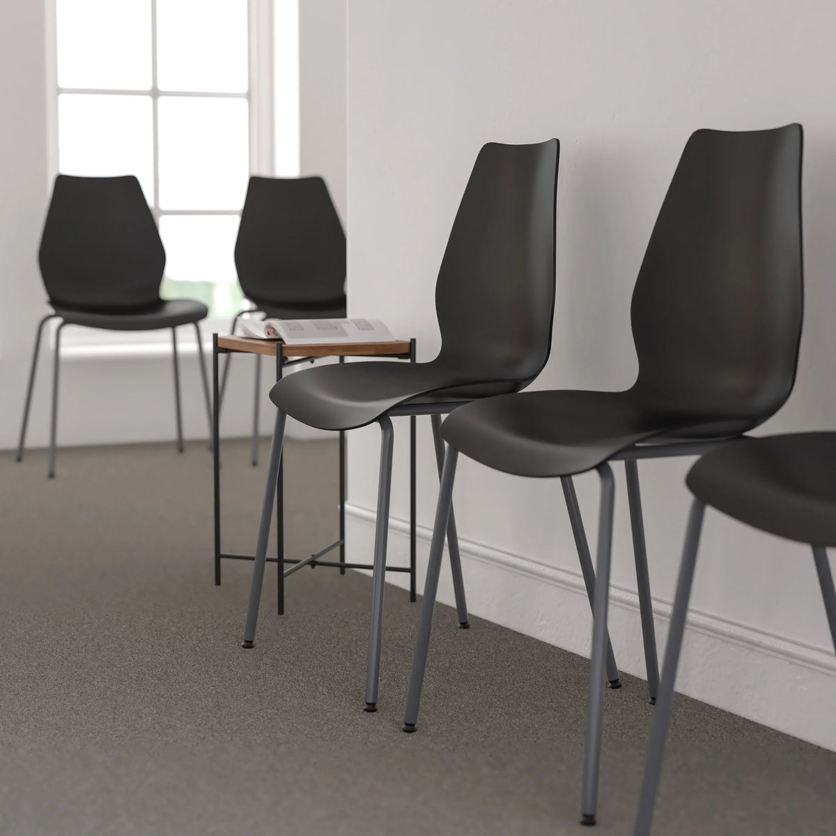 Black Stack Chair with Lumbar Support N5654