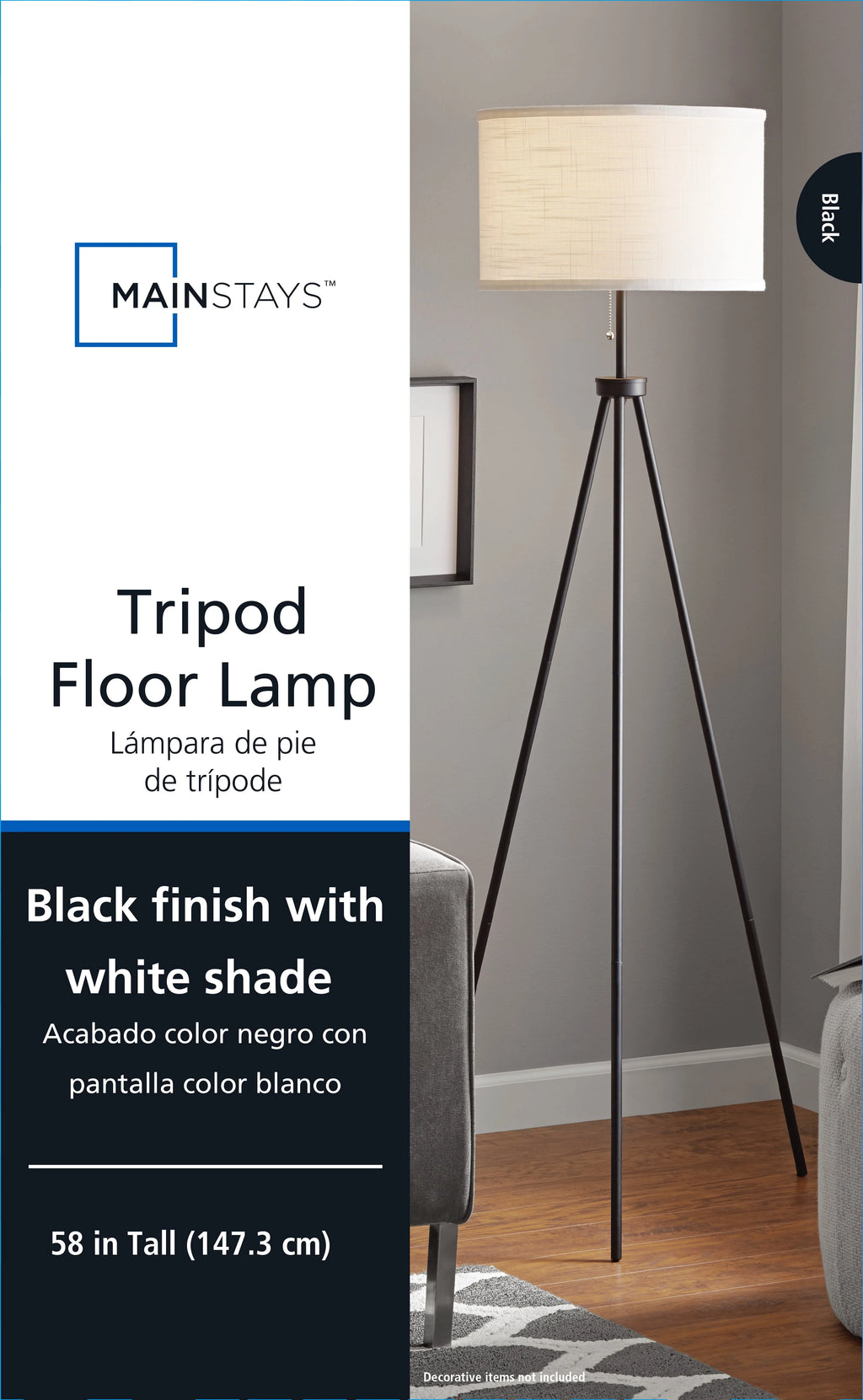 Black Metal Tripod Floor Lamp G790231