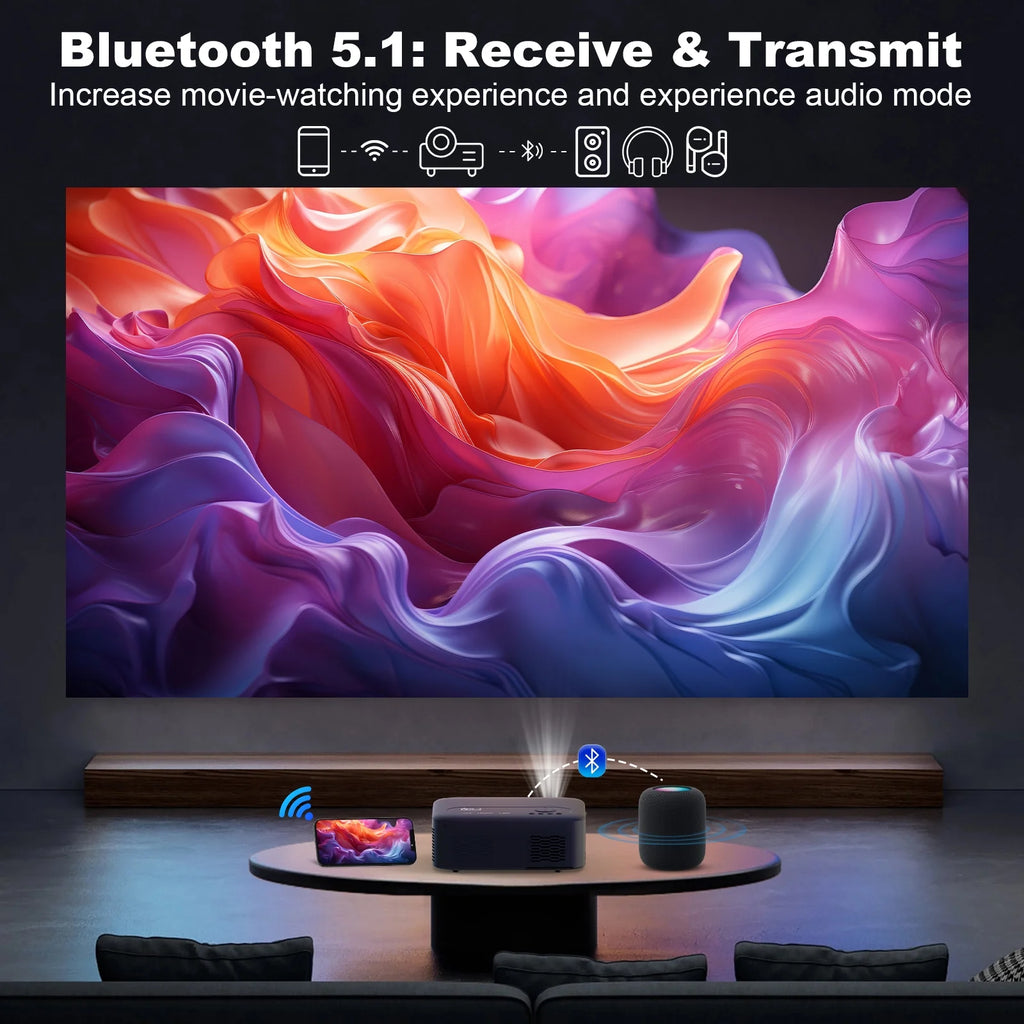 5G WiFi Bluetooth Native 1080P LCD Projector B386