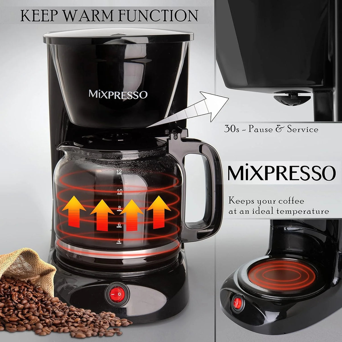 12 Cup Black Coffee Maker Y8338