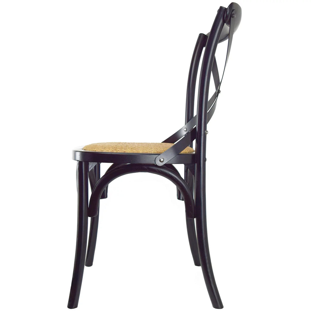 Set of 2 Black Cross Back Wood Chair Z15949