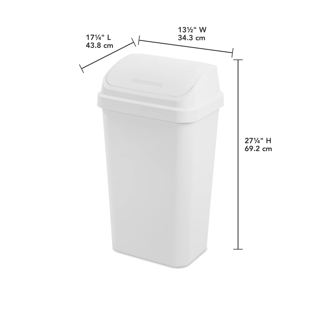 13 Gallon Black Plastic Swing Top Trash Can L2416