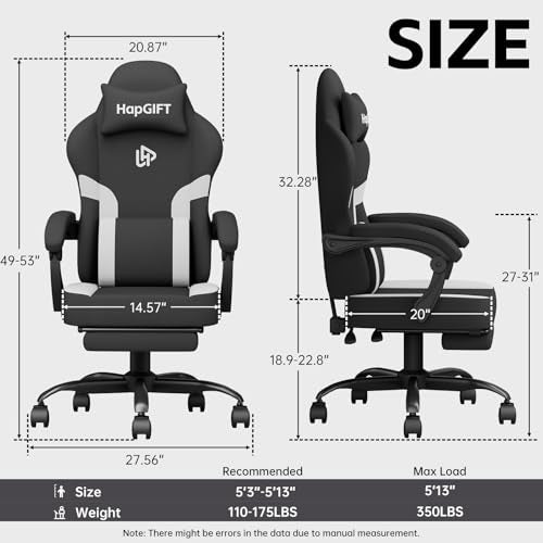 Black-Grey Ergonomic Computer Chair with Footrest and Massage Lumbar Support E371964