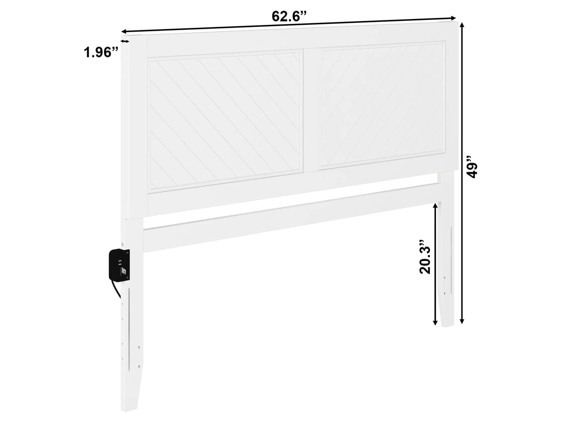 White Solid Wood Queen Headboard F6147