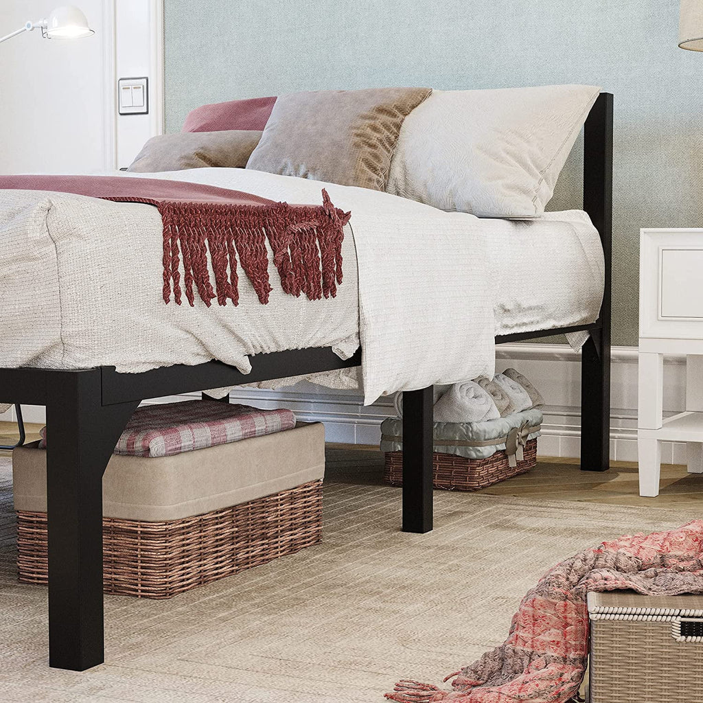 Twin Size Black Metal Bed Frame with Headboard G787