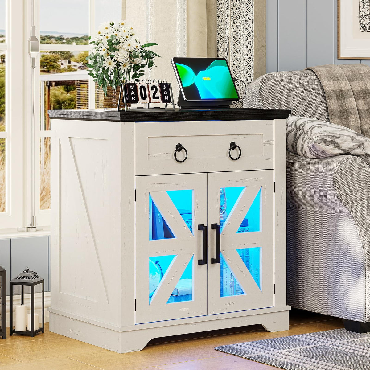 White End Table with Charging Station T352081