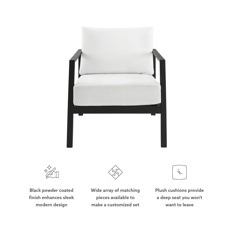 Lightweight Aluminum Outdoor Chair with White Cushions W58323