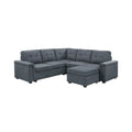 Gray Woven Fabric 6-Seater Sectional Sofa with Ottoman P571852