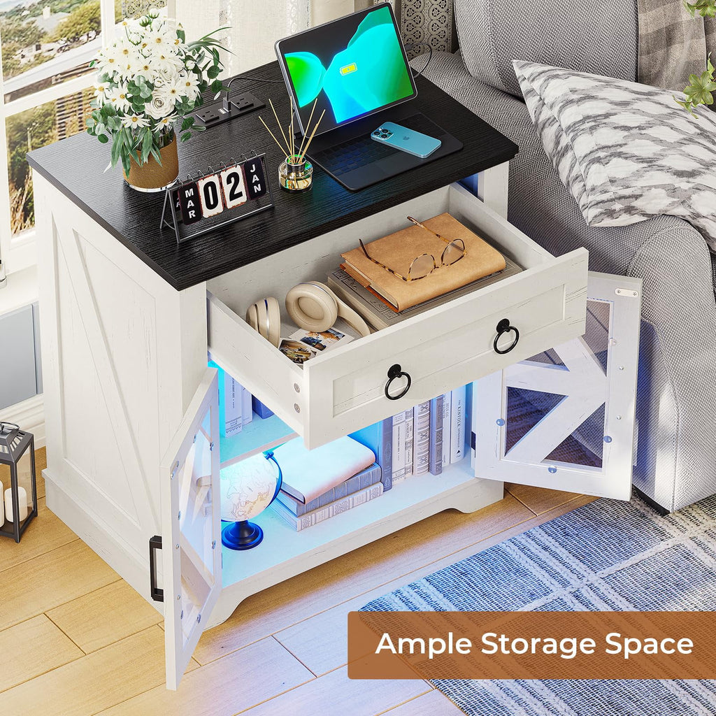 White End Table with Charging Station T352081