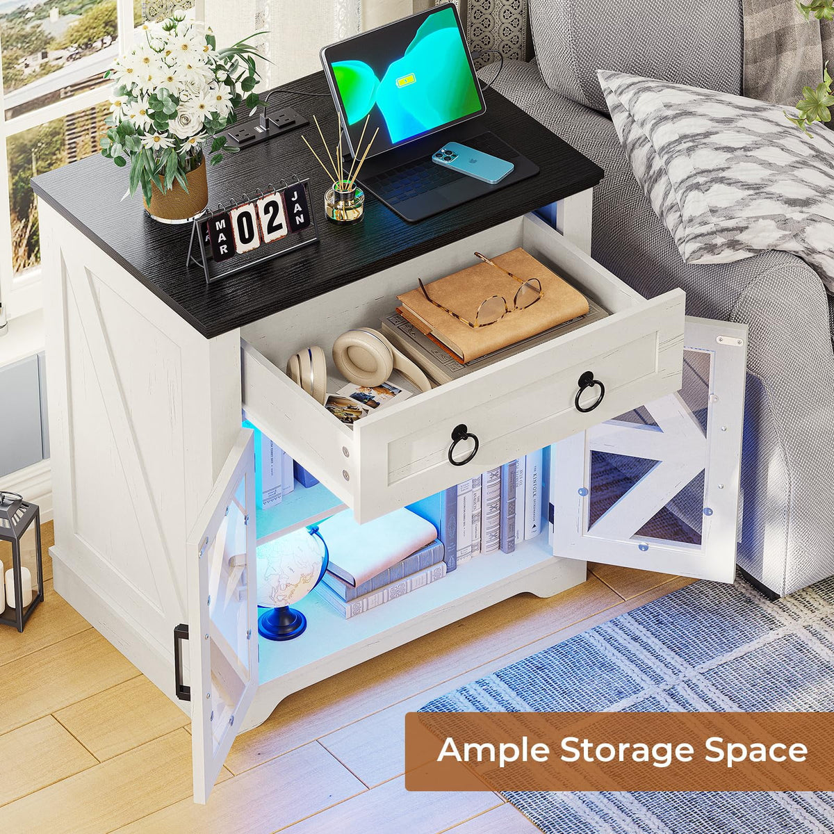 White End Table with Charging Station T352081