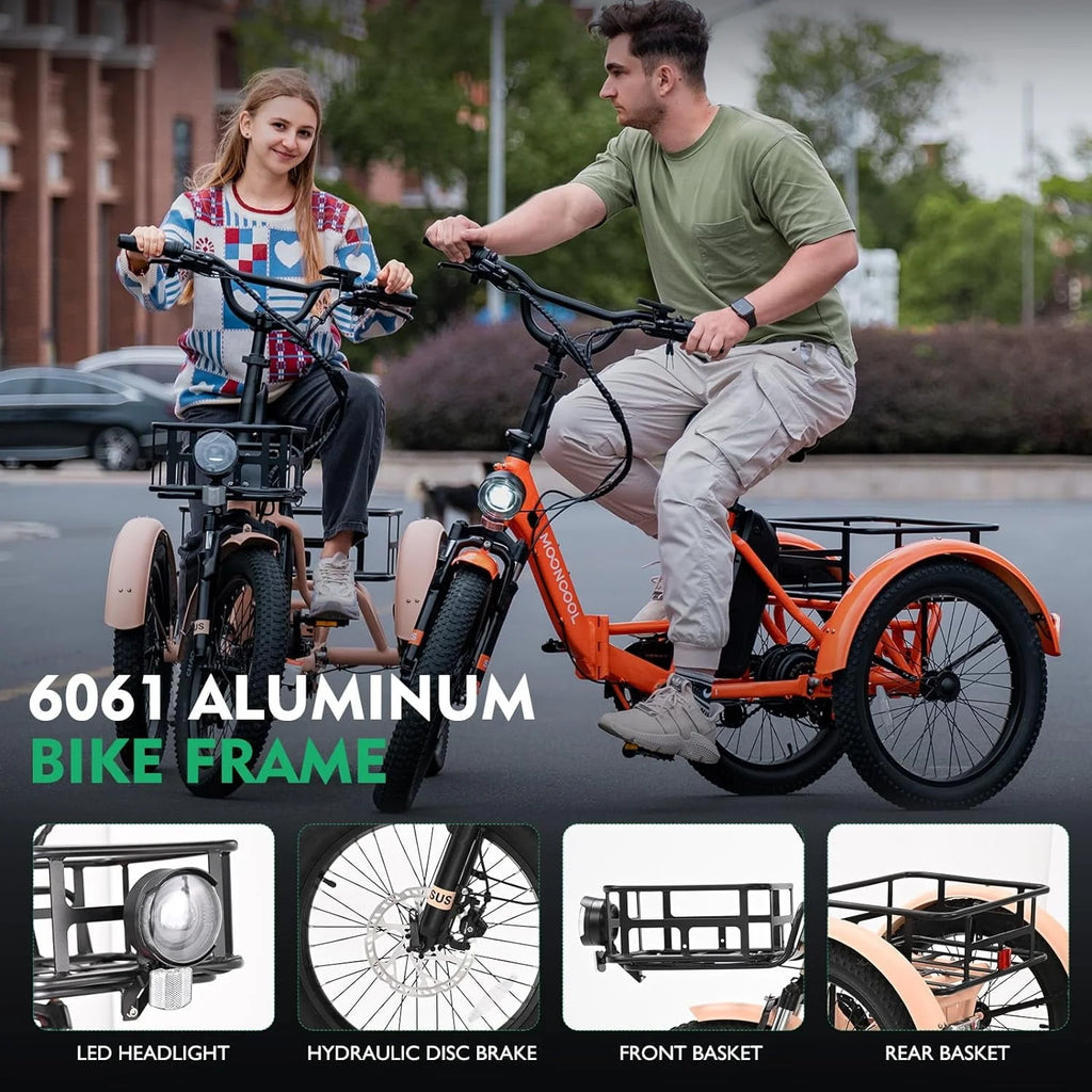 24 26 3 Wheel 350W 36V 7 Speeds Electric Tricycle with Large Basket K945
