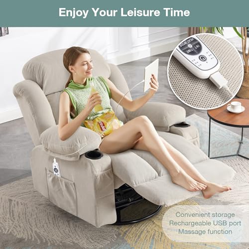 Massage Recliner Chair with Heat and Vibration Grey G903