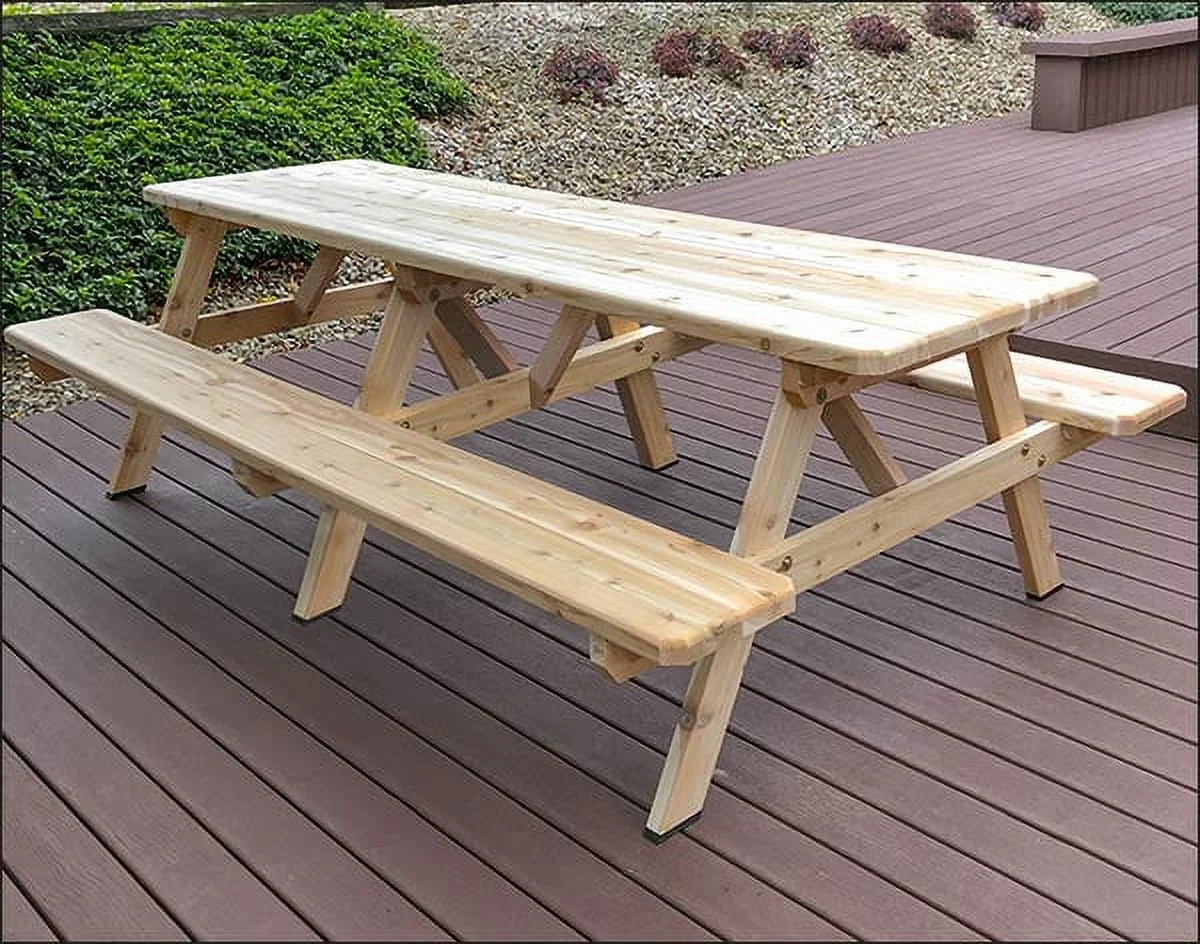 Red Cedar Picnic Table with Attached Benches R931595