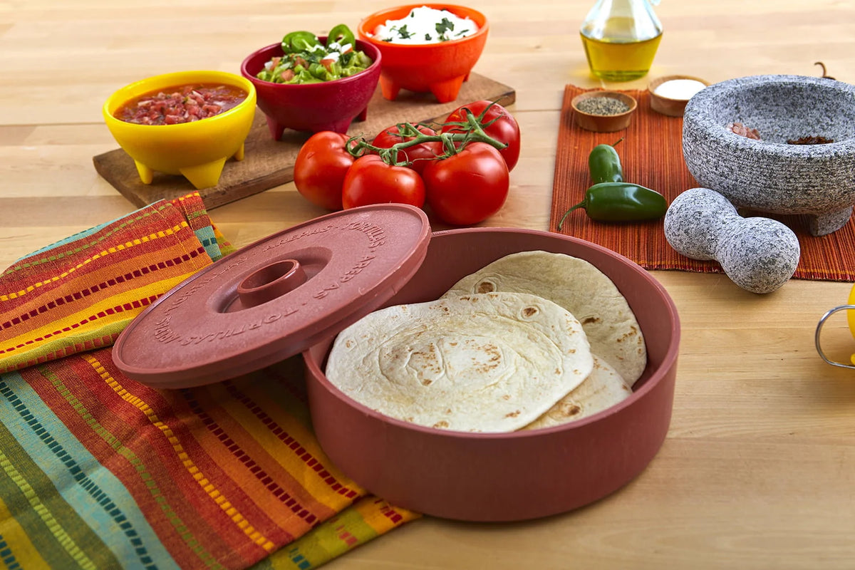 8 Traditional Brown Terracotta Microwave Safe Tortilla Warmer U756
