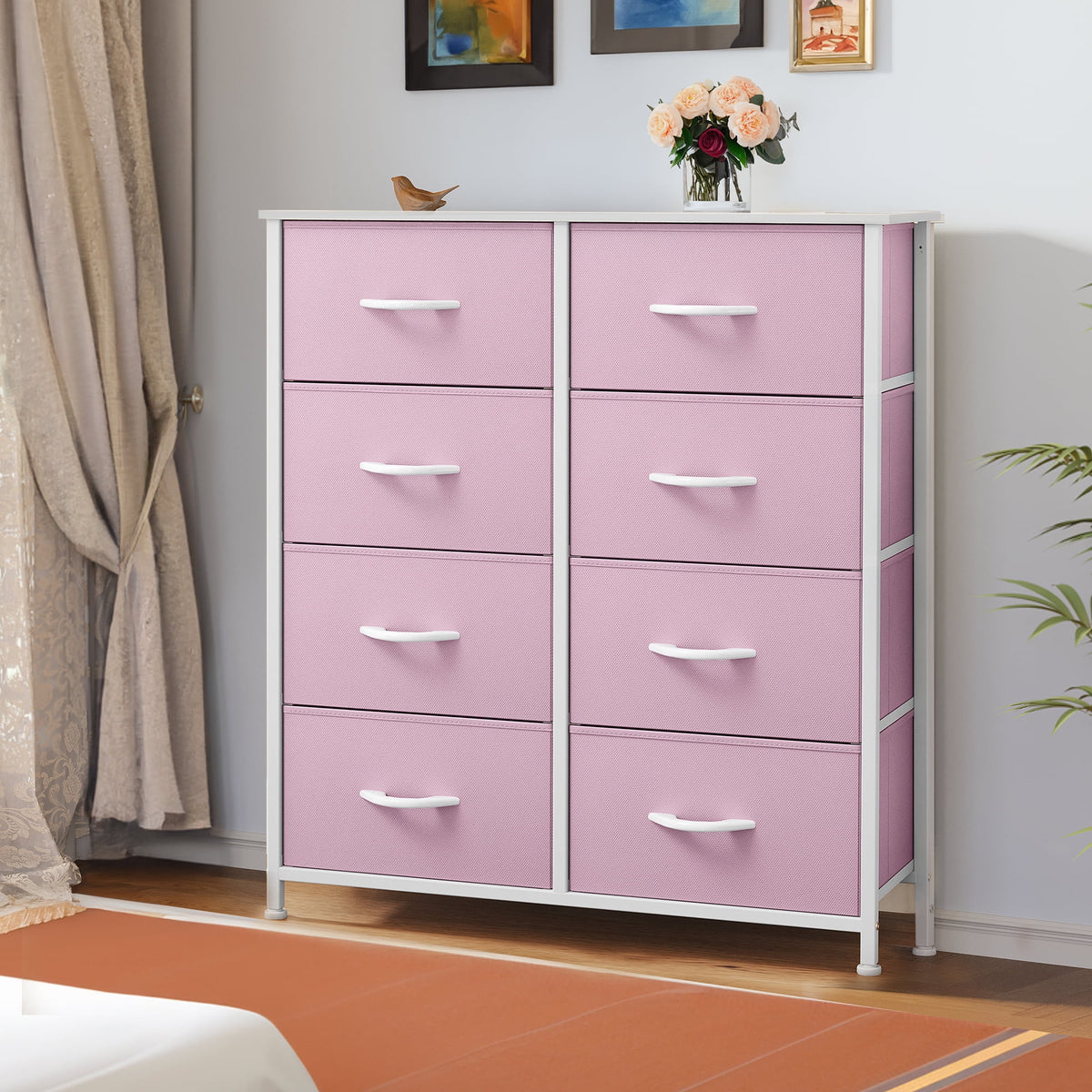 Black 8 Drawer Fabric Dresser E96639