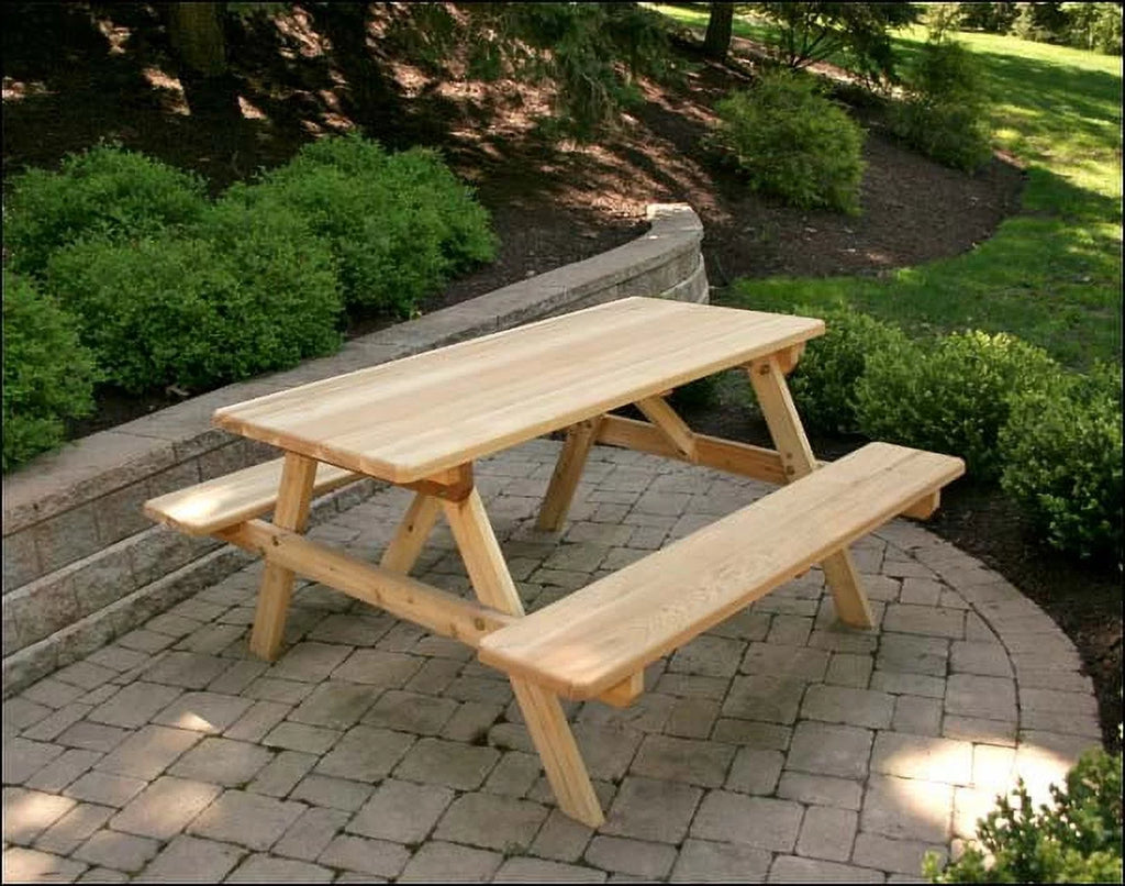 Red Cedar Picnic Table with Attached Benches R931595