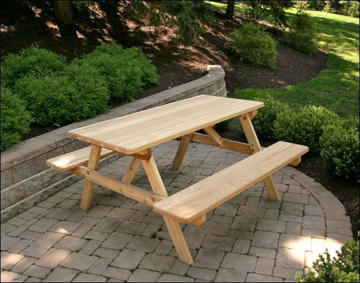 Red Cedar Picnic Table with Attached Benches R931595