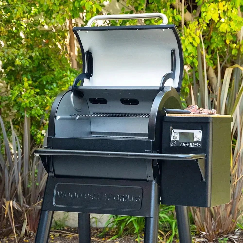 Pellet Grill & Smoker with Foldable Front Shelf, Ash Cleanout System, Rain Cover, 1056 sq.in Cooking Area L478999