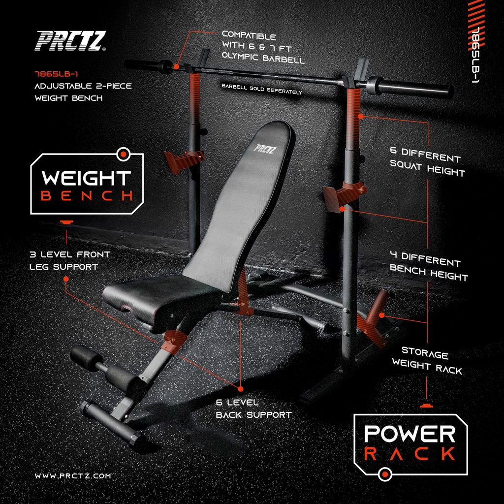 Two-Piece Olympic Weight Bench with Squat Rack R341