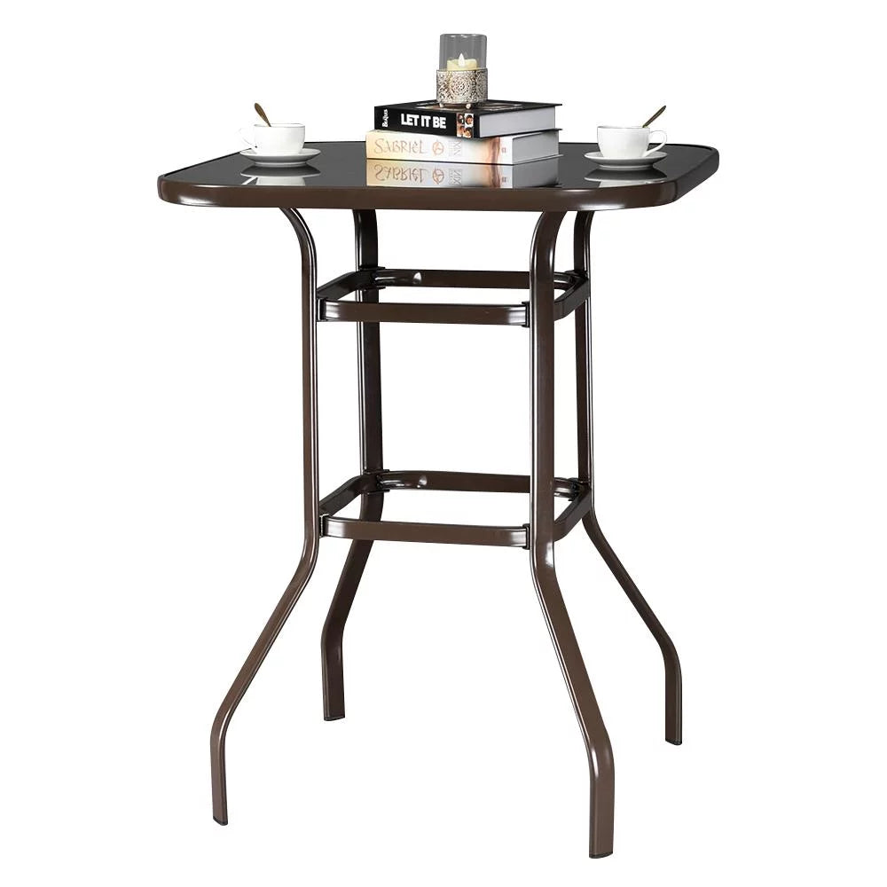 Square Glass 32" x 40" Dining Table Brown J83968