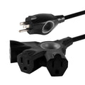 Black 25FT 16 AWG 3-Outlet Extension Cord S741932