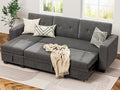 78.3'' W Convertible L-Shape Sofa with Storage Chaise and Pull-out Sofa Bed, Gray W10097