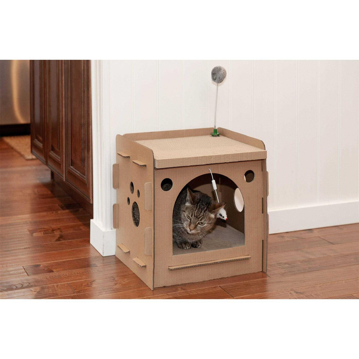 Corrugated Cat Scratcher House with Catnip Y688658